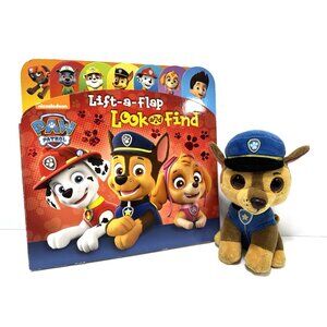 TY Beanie Boos Paw Patrol Chase Plush Dog Stuffed Animal Toy & Lift a Flap Book